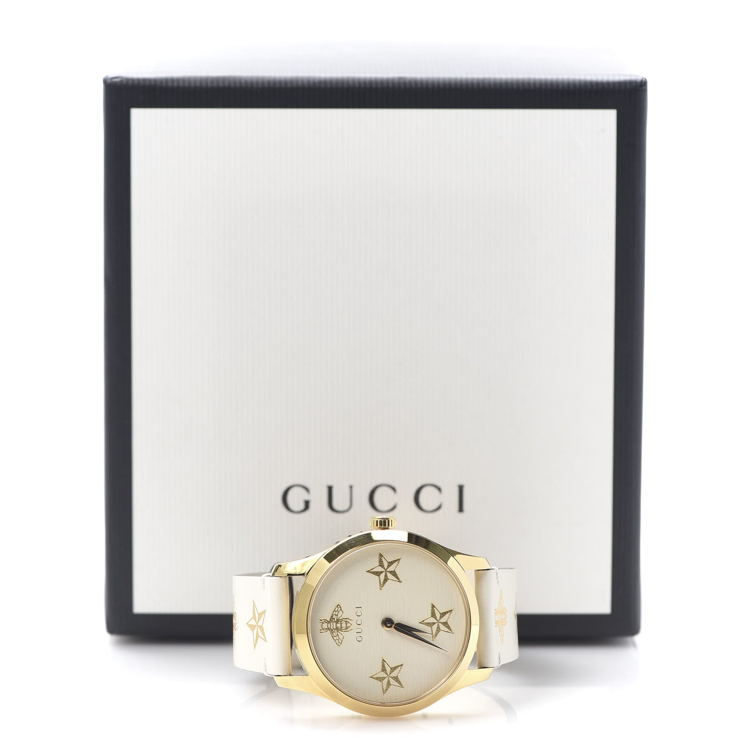 Gucci Stainless Steel Calfskin 38mm G-Timeless Bee Star Quartz Watch White 9 of 9
