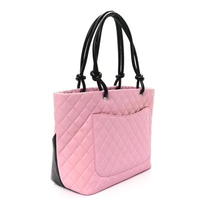 Chanel Calfskin Quilted Large Cambon Tote Pink Black 3 of 12