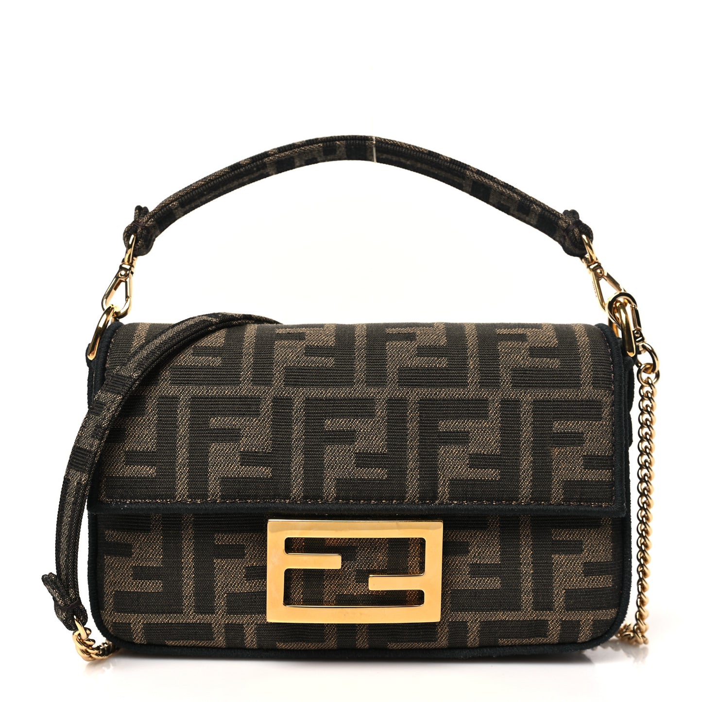 Fabric Jacquard FF 1974 Mini Baguette Tobacco Moro Black