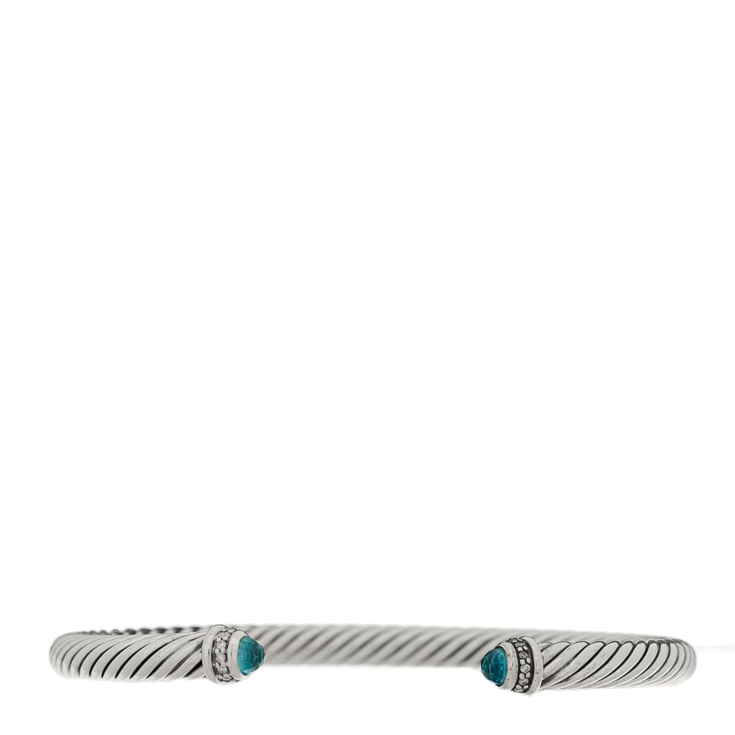 Sterling Silver Diamond Blue Topaz 5mm Cable Classics Bracelet