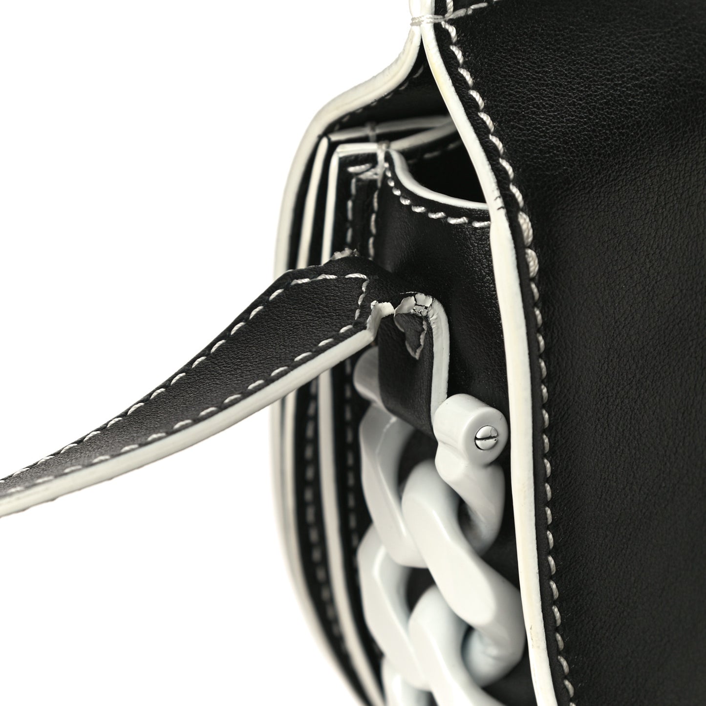 Calfskin Mini Infinity Saddle Bag Black White