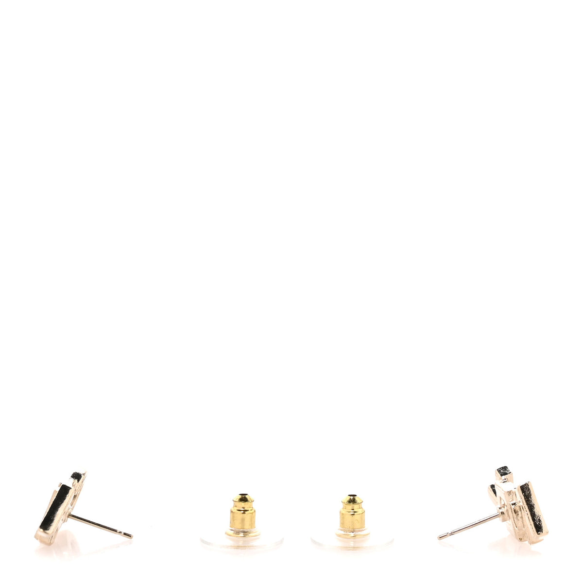 Crystal Cha-Nel Logo Earrings Gold