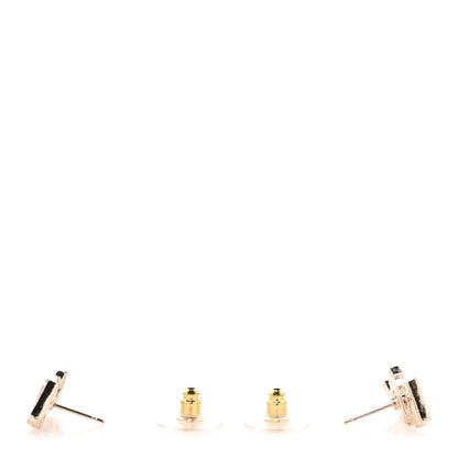 Chanel Crystal Cha-Nel Logo Earrings Gold 3 of 4