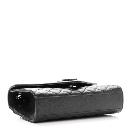 Saint Laurent Grain De Poudre Textured Mixed Matelasse Triquilt Small Monogram Satchel Black 4 of 9