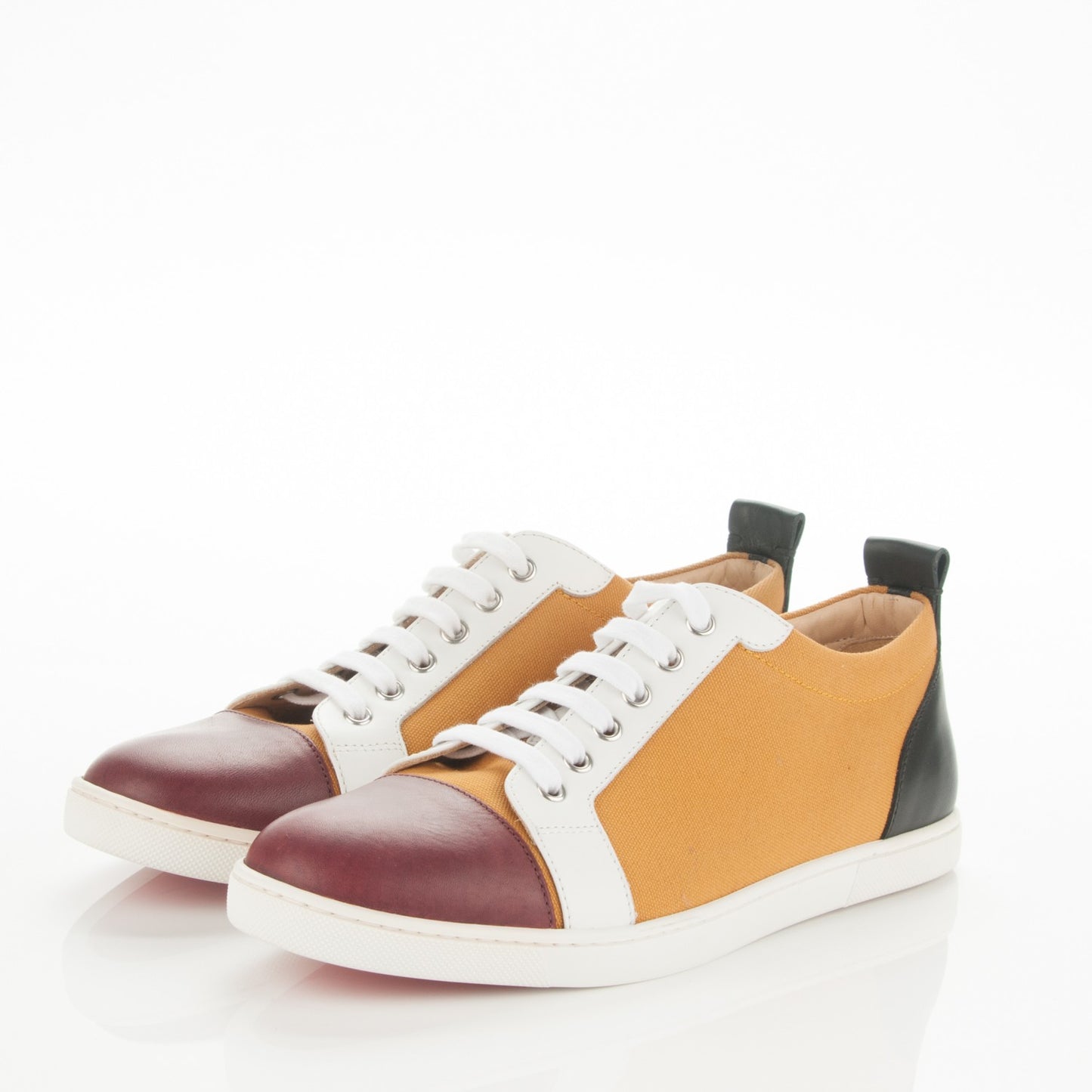 Canvas Calfskin Gondoliere Flat Sneakers 40.5 Version Jaune