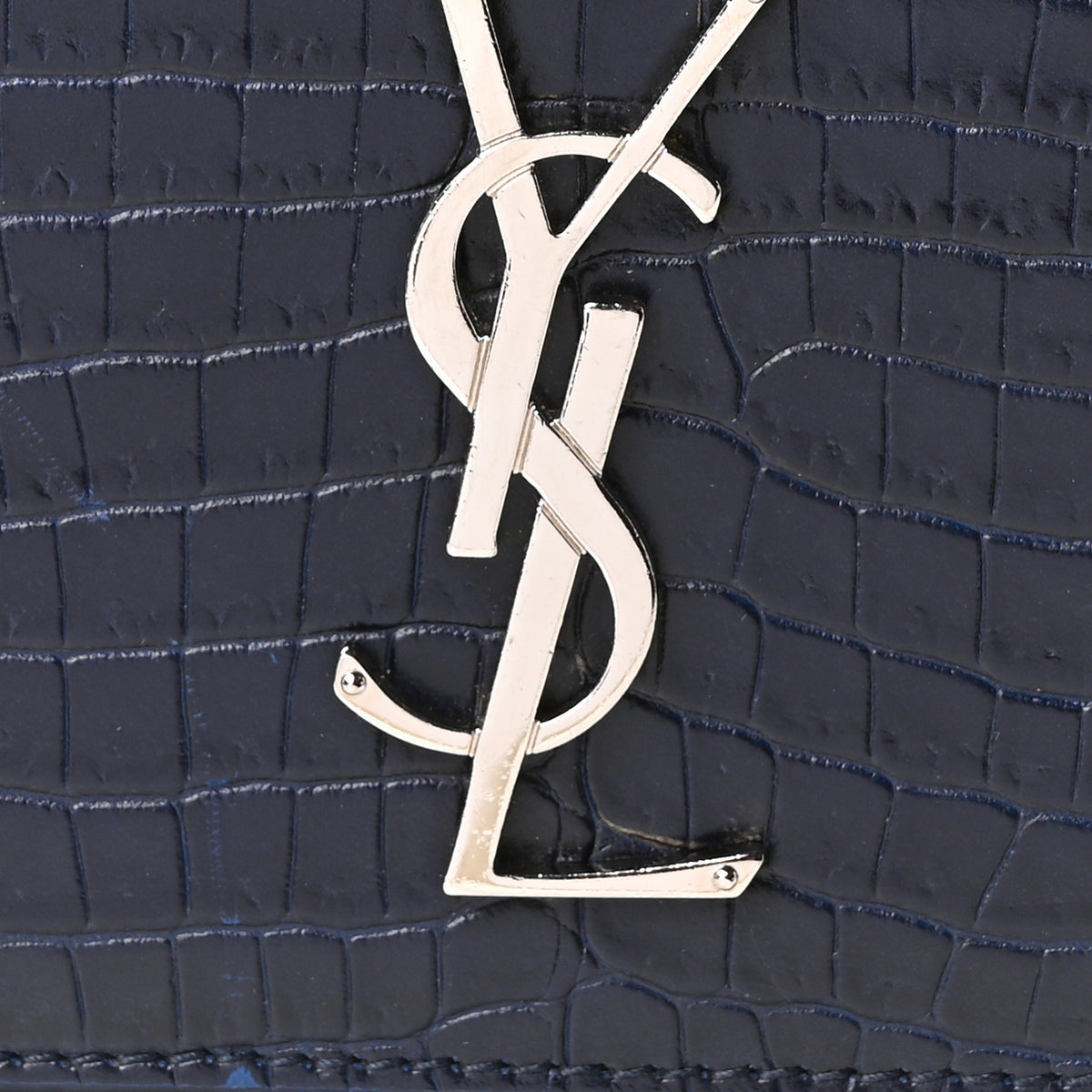 Calfskin Crocodile Embossed Medium Monogram Sunset Navy