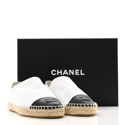 Chanel Grained Calfskin CC Espadrilles 40 White Black 10 of 10