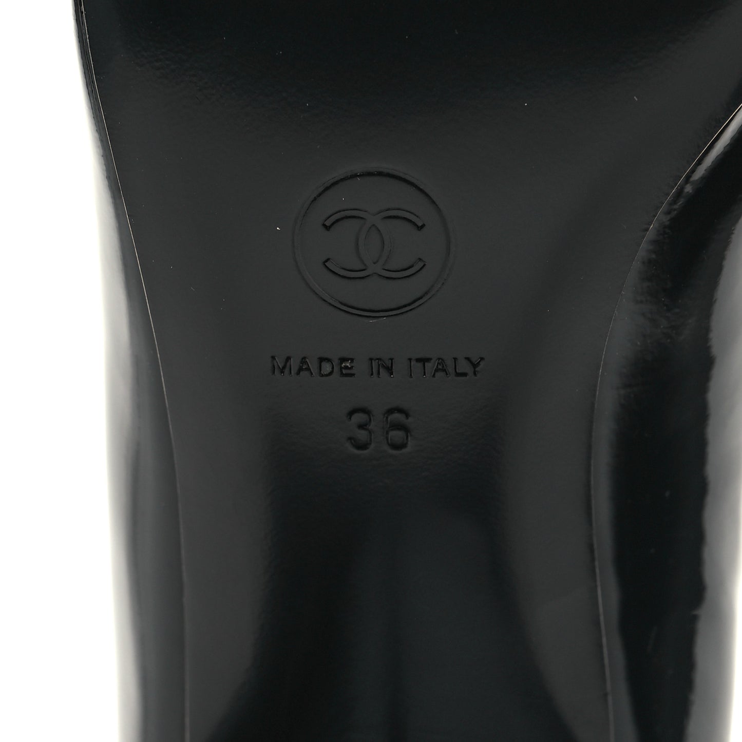 Patent Calfskin Grosgrain CC Mary Jane Pumps 36 Black