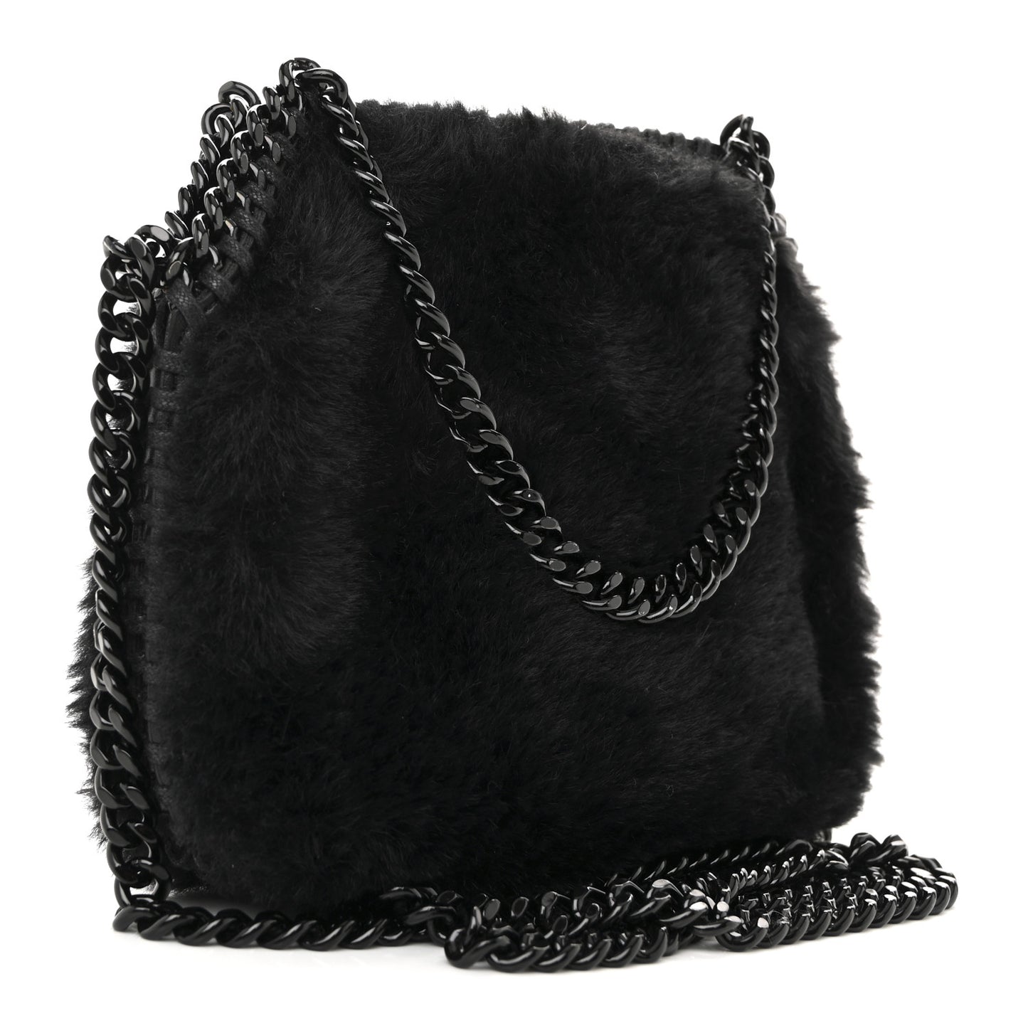 Eco Fur Tiny Shoulder Bag Black