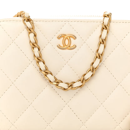 Chanel Lambskin Quilted CC Pearl Crush Camera Case White 8 of 10