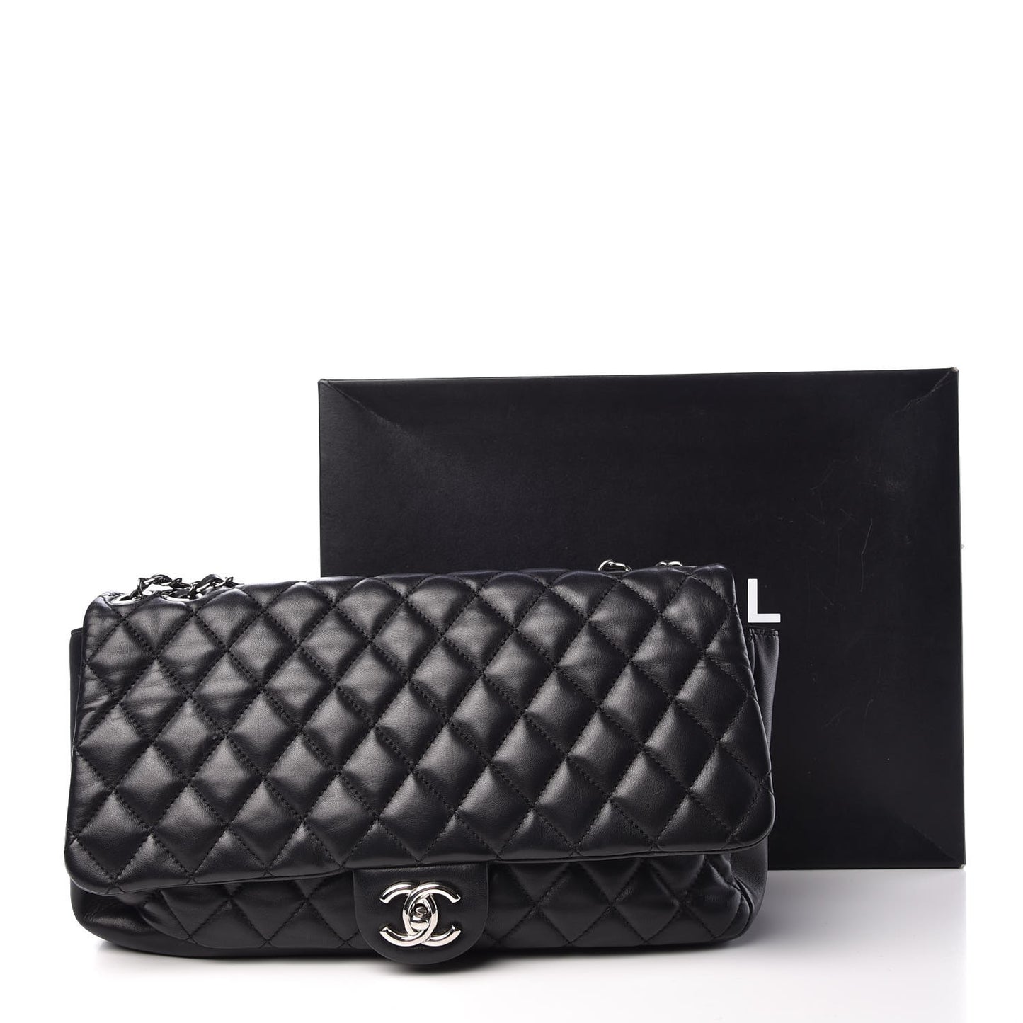 Lambskin Jumbo Coco Rain Flap Black