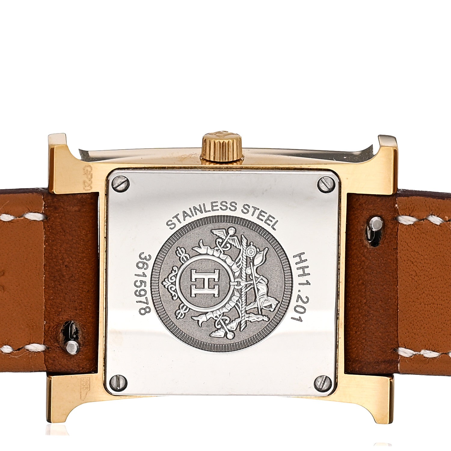 Hermes Stainless Steel Barenia 21mm Heure H Hour Quartz Watch Fauve 4 of 4
