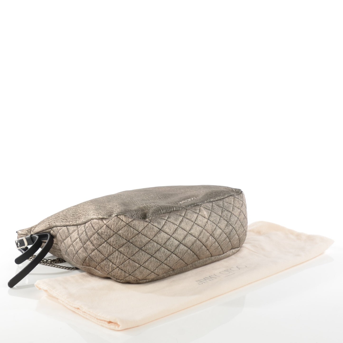 Metallic Cracked Leather Boho Hobo Platinum