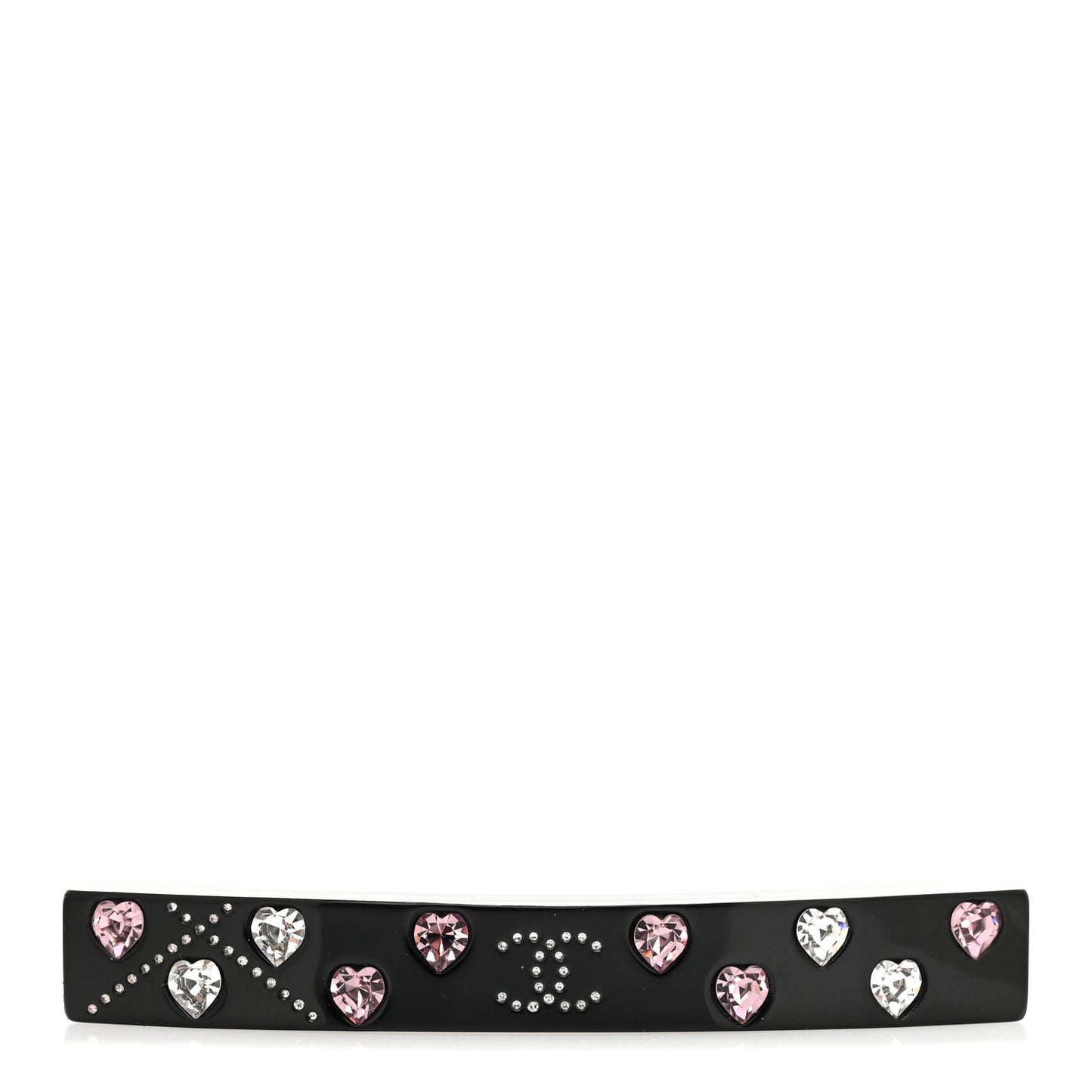 Resin Crystal CC Heart Hair Clip Barrette Black