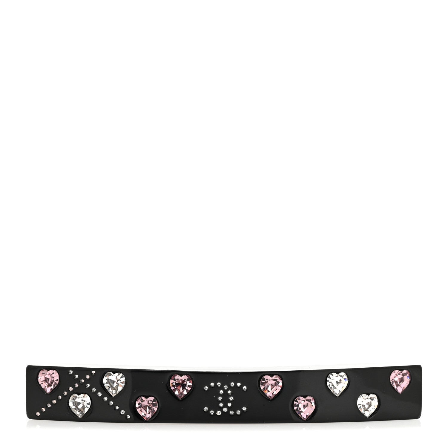 Chanel Resin Crystal CC Heart Hair Clip Barrette Black 1 of 4