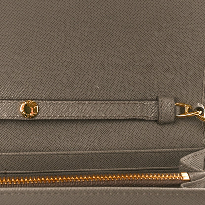 Prada Saffiano Metal Oro Chain Wallet Argilla 7 of 13