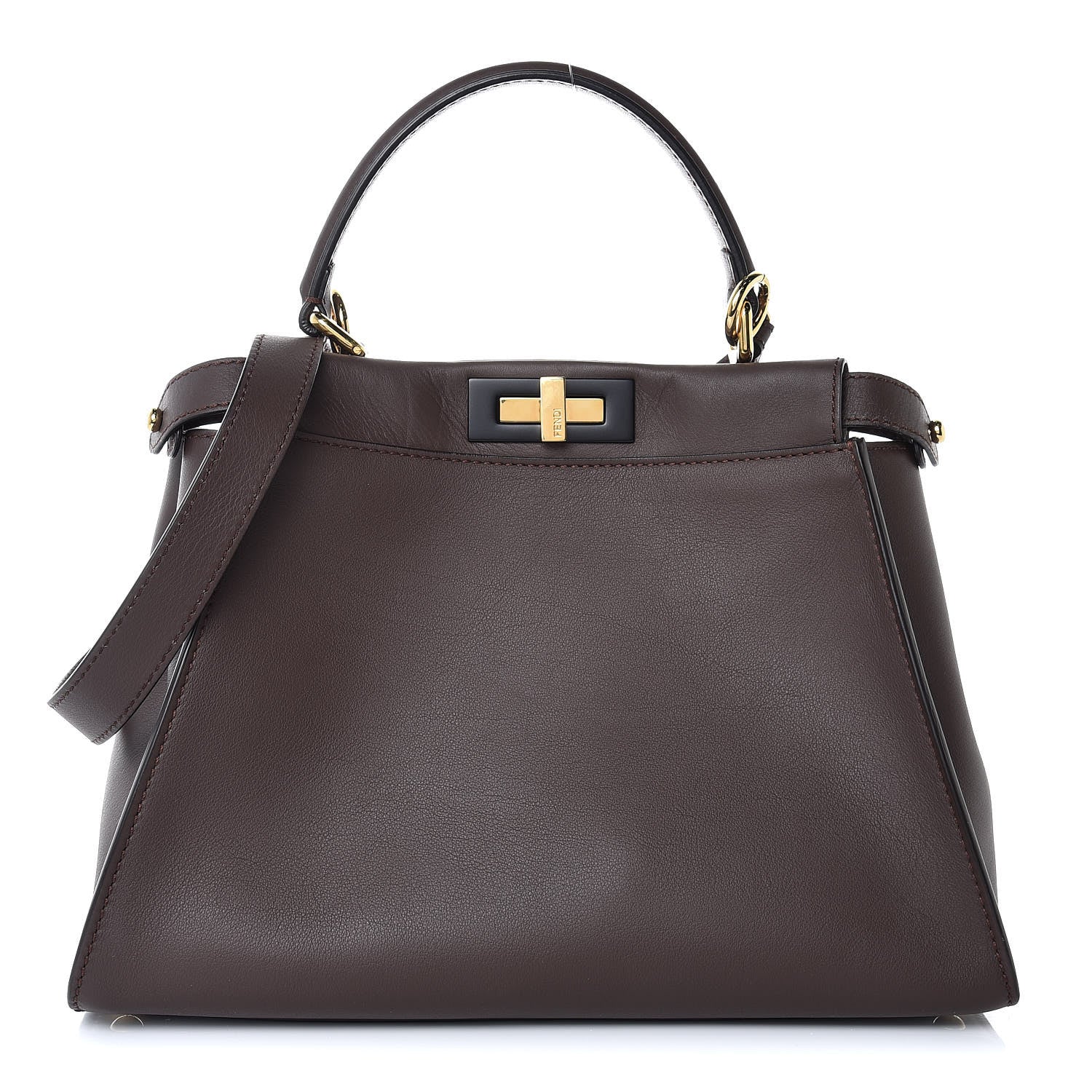 Fendi Vitello Seta Shiny Nappa Medium Peekaboo Iconic Satchel Moresco Rosa Doll 1 of 8