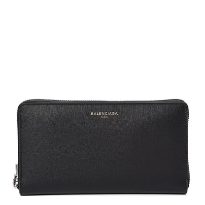 Balenciaga Striped Calfskin Essential Continental Zip Around Wallet Black 1 of 7