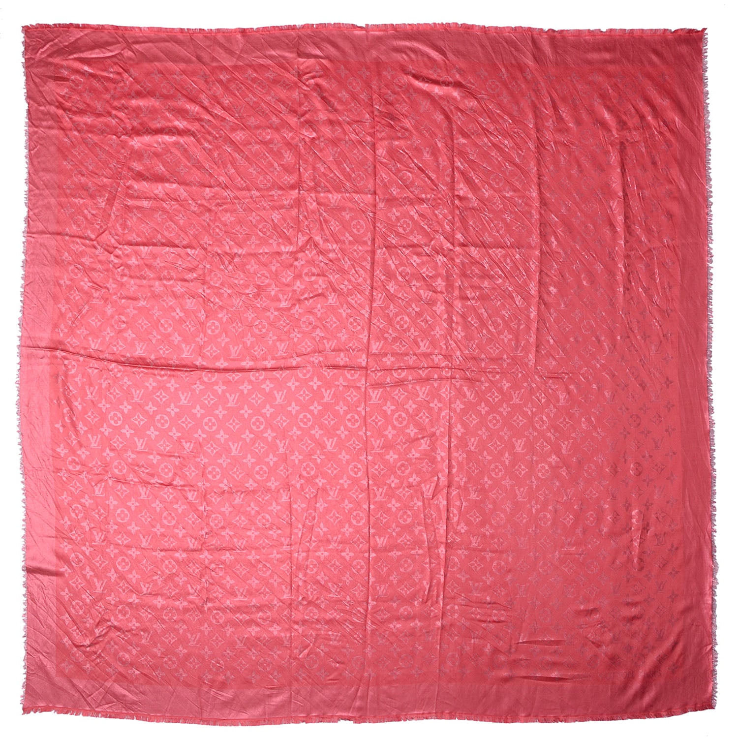 Louis Vuitton Silk Wool Monogram Voile Shawl Corail 3 of 6