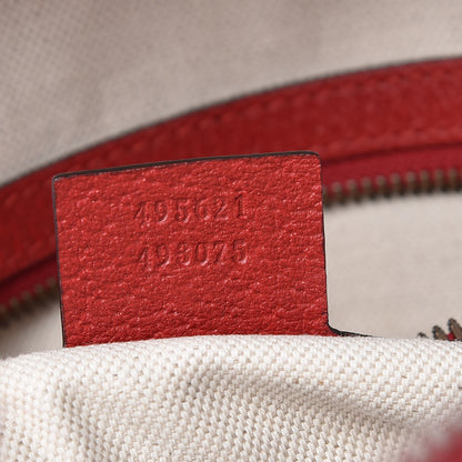 Gucci GG Supreme Monogram Web Bosco Patch Dome Backpack Beige Malva Hibiscus Red 7 of 10