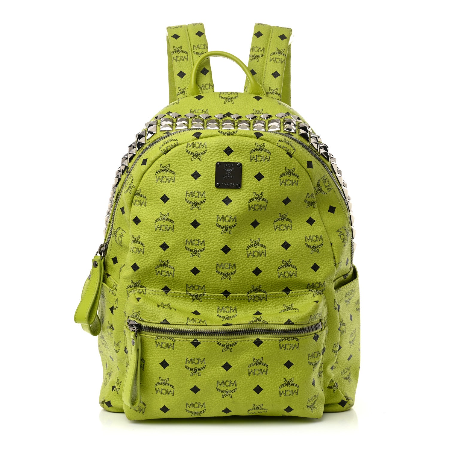 MCM Visetos Crown Stud Medium Stark Backpack Green 1 of 11