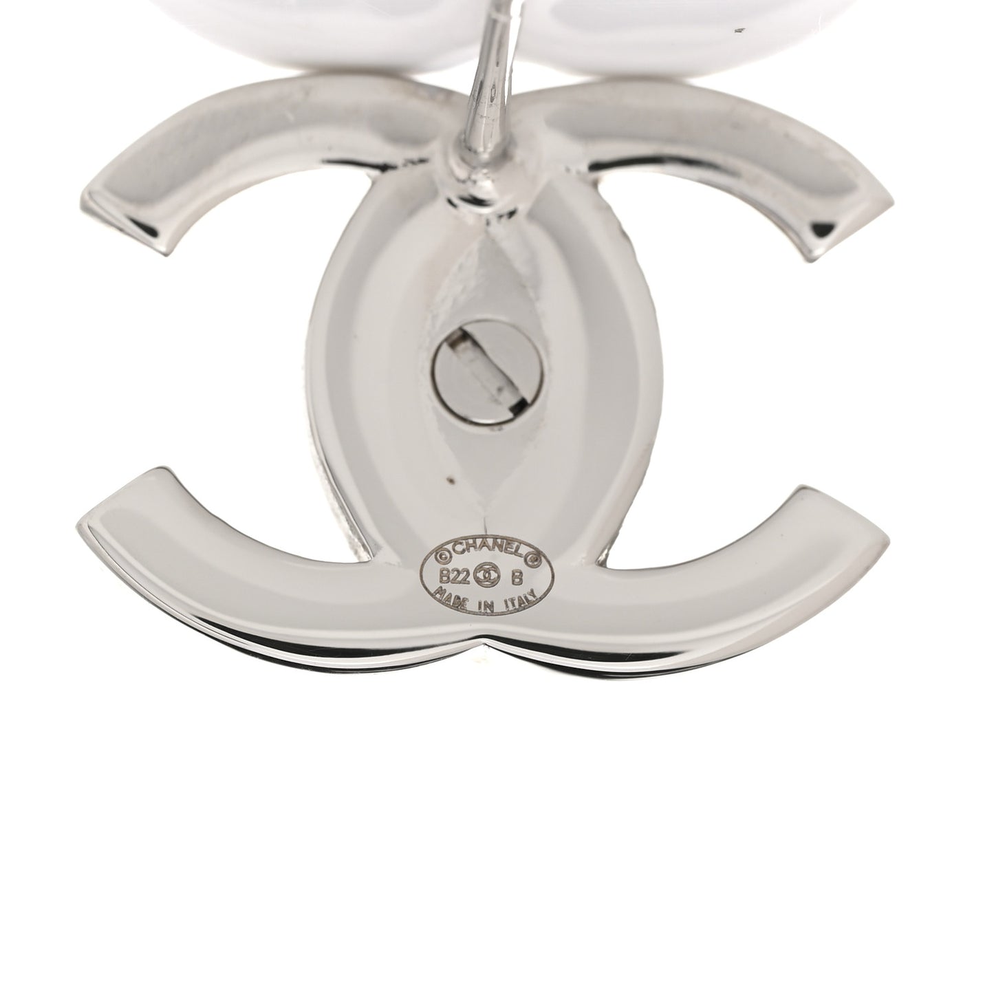 Crystal CC Turnlock Earrings Silver