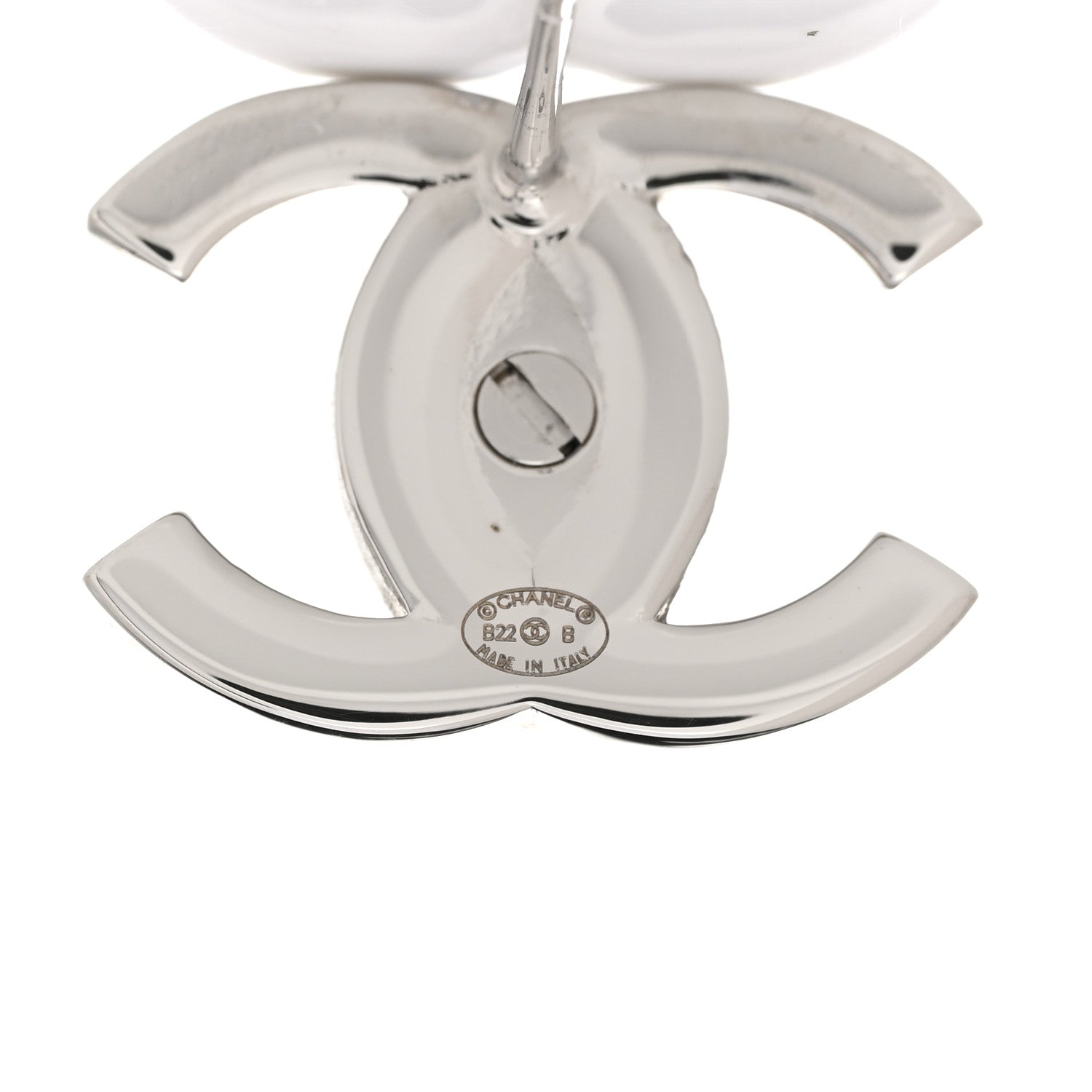 Chanel Crystal CC Turnlock Earrings Silver 4 of 4