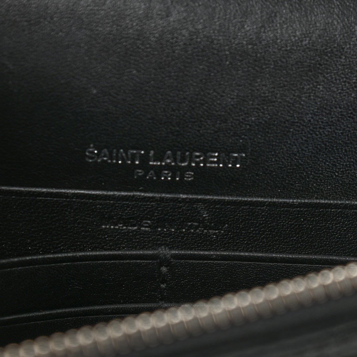 Saint Laurent Calfskin Lizard Embossed Monogram Sunset Chain Wallet Black 10 of 13