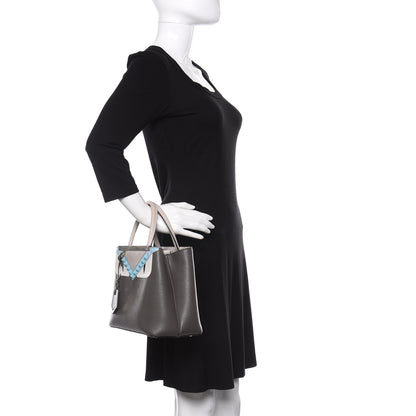 Fendi Vitello Elite Monster Eyes Studded Petite 2Jours Tote Carbone White Multicolor 3 of 12
