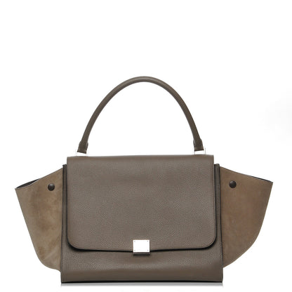 Celine Drummed Calfskin Suede Large Trapeze Souris 1 of 7