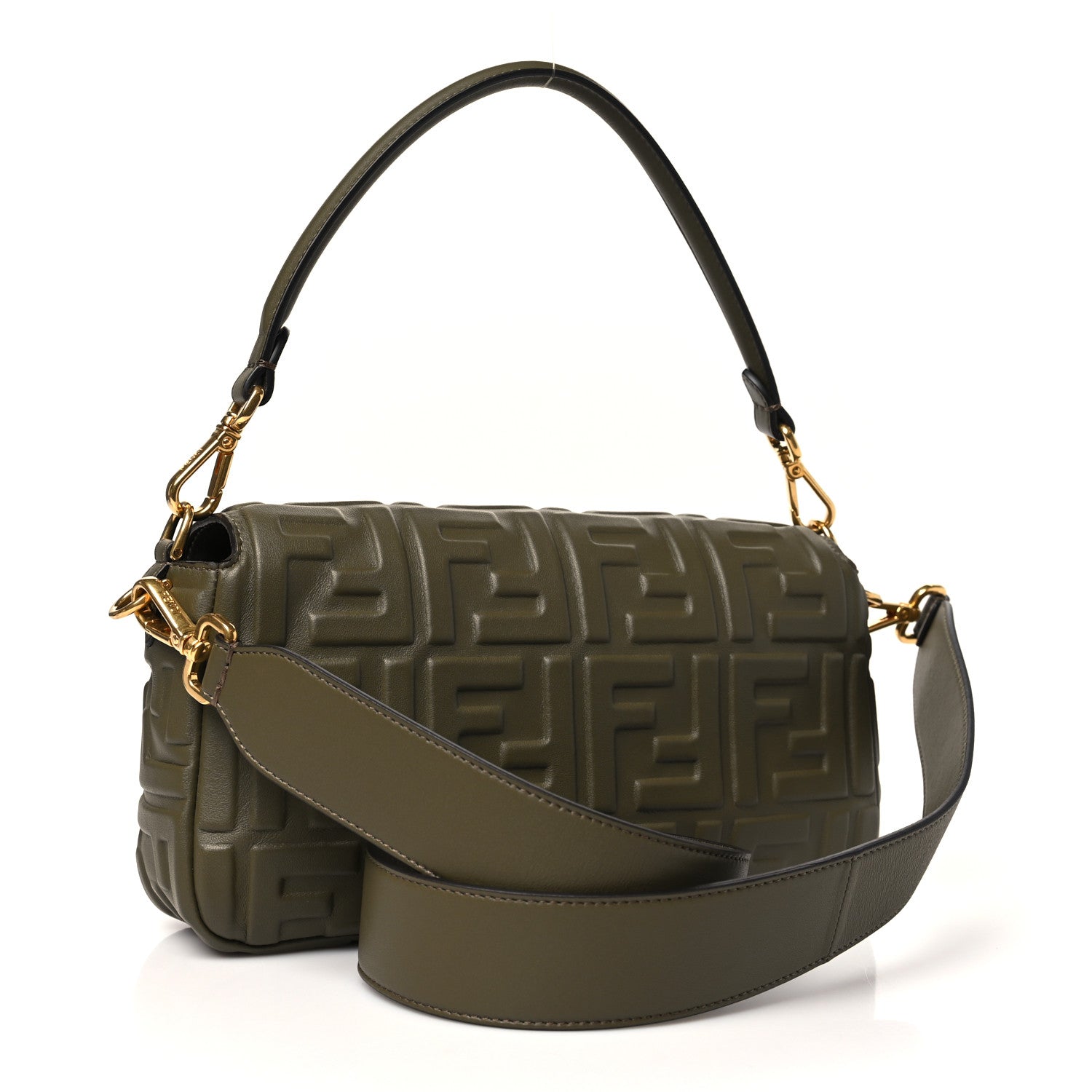 Fendi Nappa FF 1974 Embossed Baguette Avocado 3 of 11