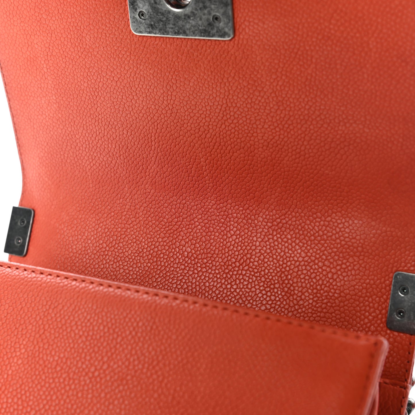 Caviar Stitched Small Boy Flap Dark Orange