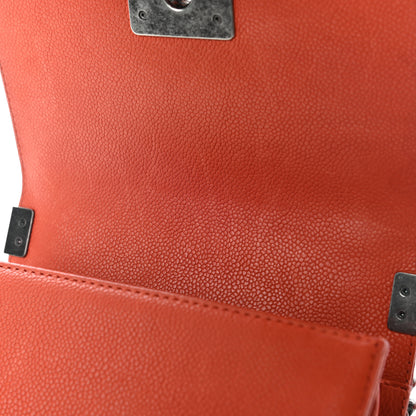 Chanel Caviar Stitched Small Boy Flap Dark Orange 10 of 11