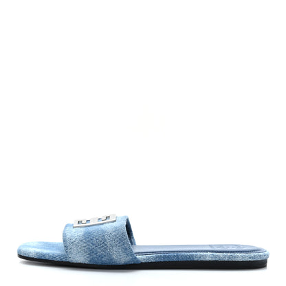 Givenchy Denim 4G Plaque Flat Sandals 38 Blue 1 of 8