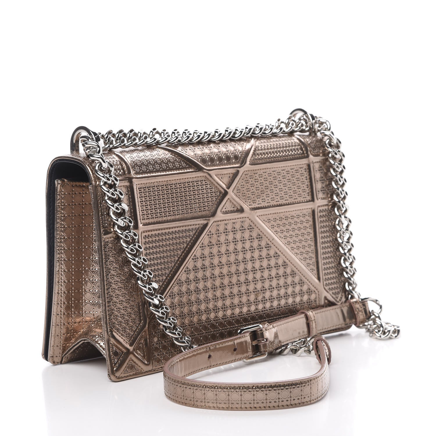 Christian Dior Metallic Patent Micro-Cannage Medium Diorama Flap Bag Hyper Pink 3 of 19