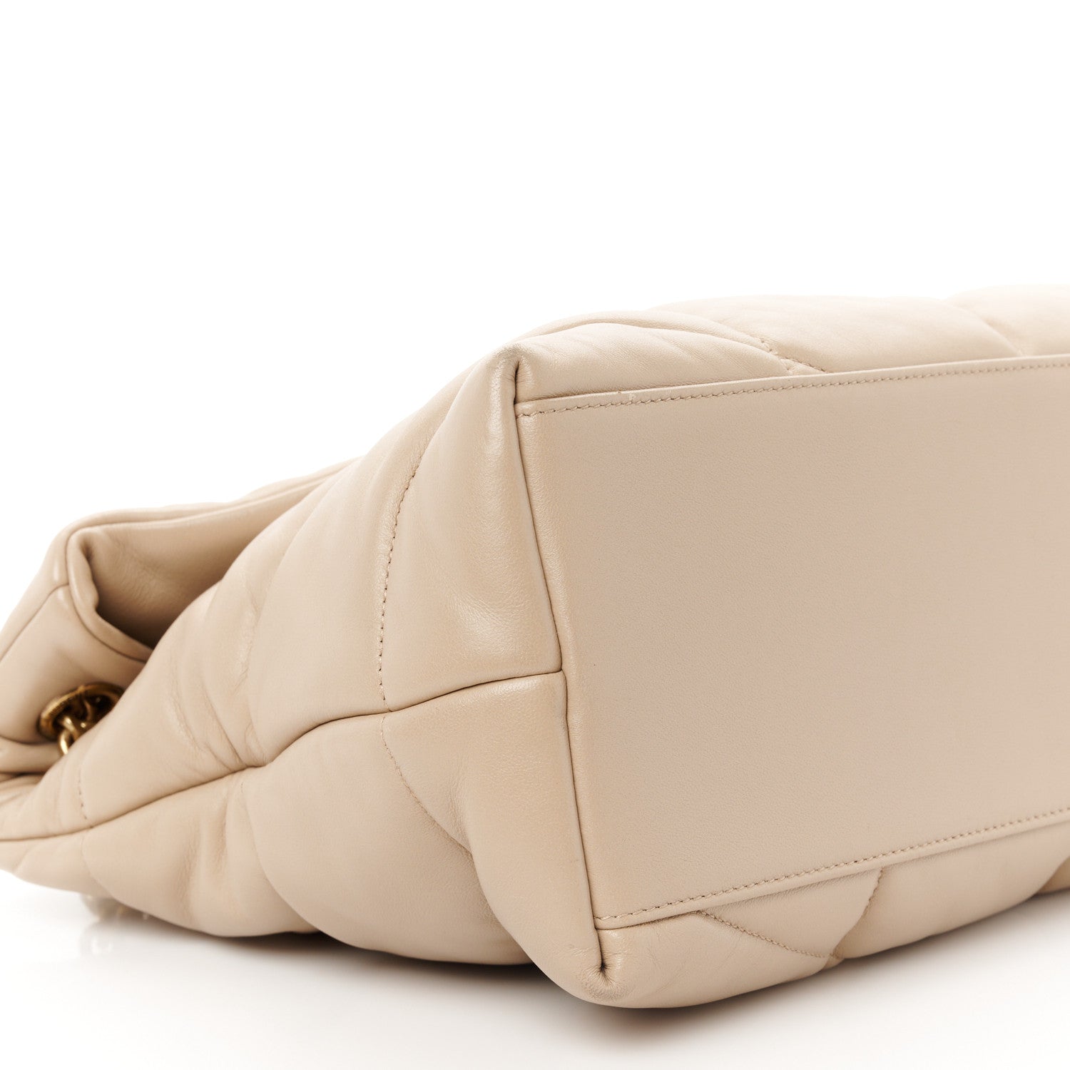 Saint Laurent Lambskin Quilted Medium Loulou Puffer Monogram Chain Satchel Dark Beige 10 of 11