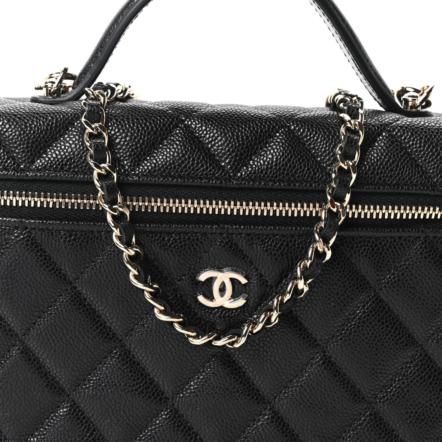 Chanel Caviar Quilted Top Handle Slim Vanity With Chain Black 8 of 11