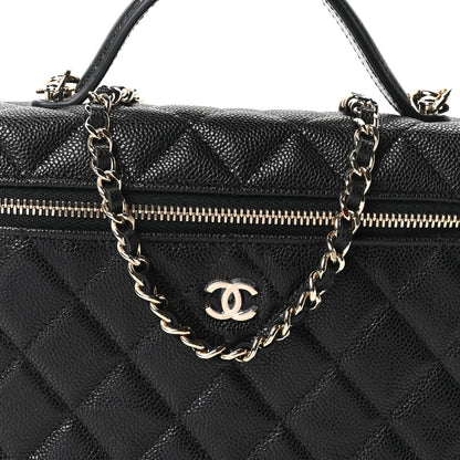 Chanel Caviar Quilted Top Handle Slim Vanity With Chain Black 8 of 11
