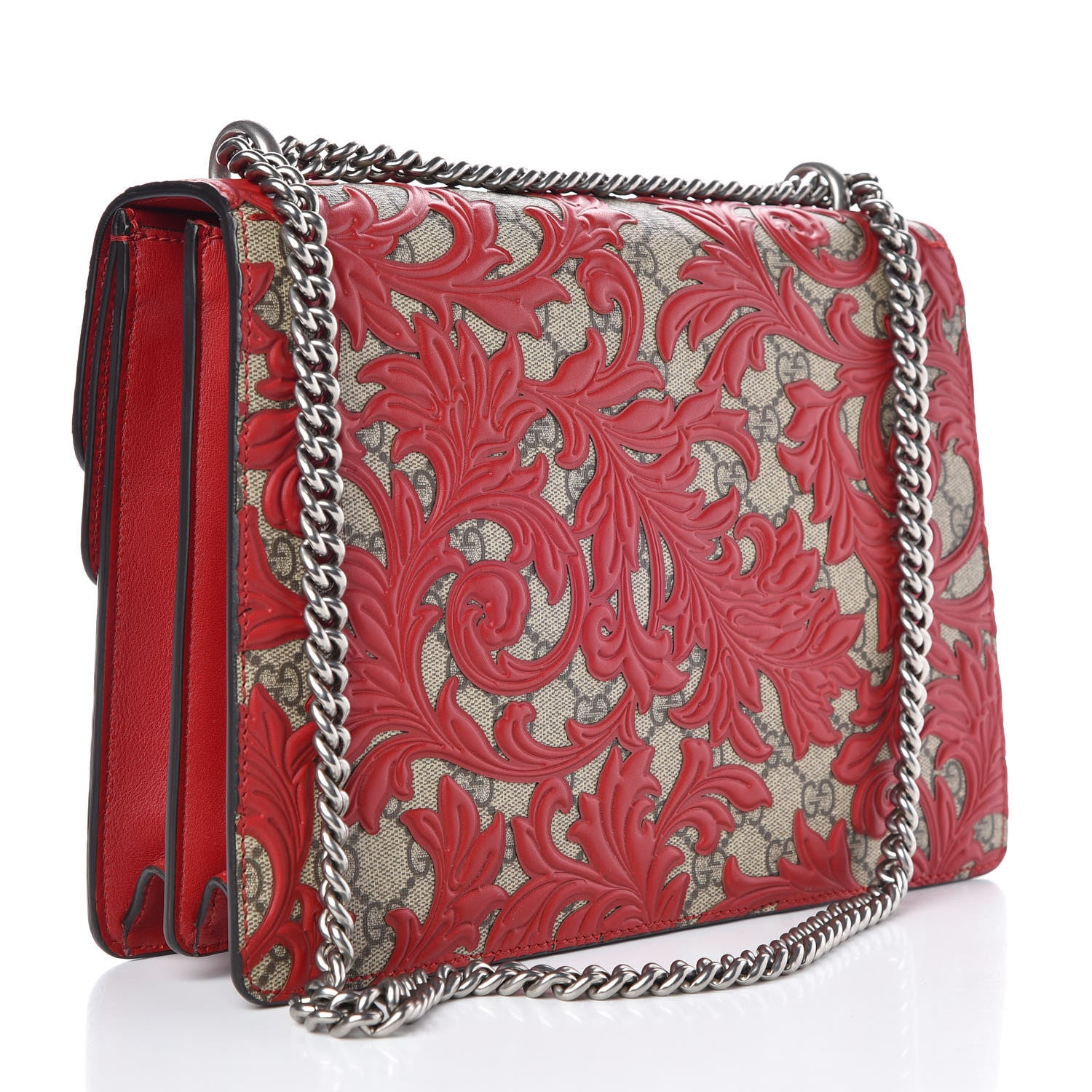 Gucci GG Supreme Monogram Arabesque Medium Dionysus Shoulder Bag Hibiscus Red 3 of 7