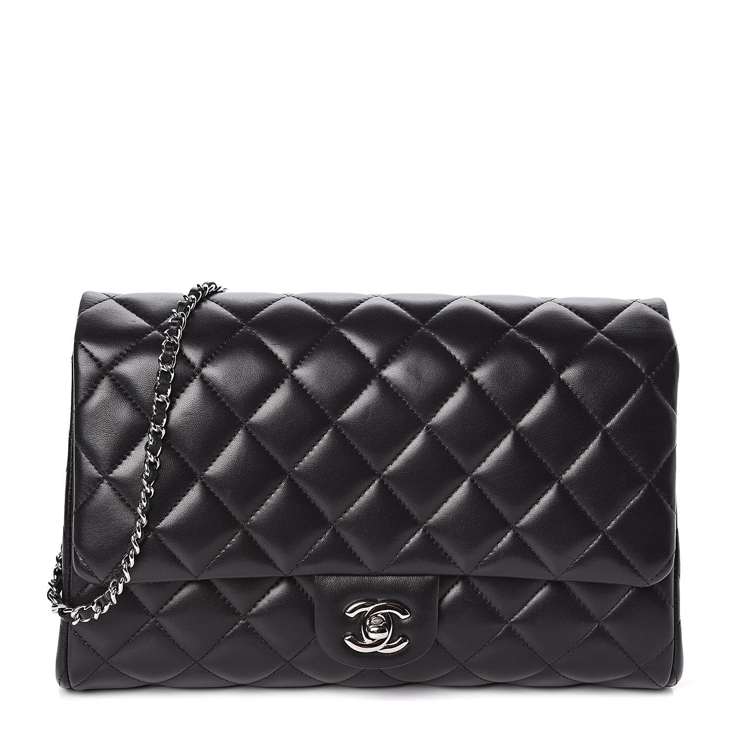 Chanel Lambskin Quilted Clutch With Chain Flap Black 1 of 13