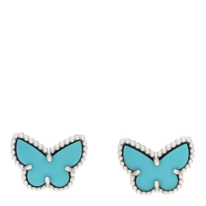Van Cleef & Arpels 18K White Gold Turquoise Sweet Alhambra Butterfly Earrings 1 of 5