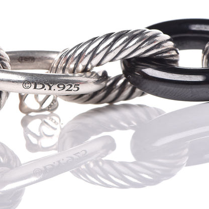 David Yurman Sterling Silver Black Ceramic 17mm Extra Large Oval Link Bracelet 4 of 4