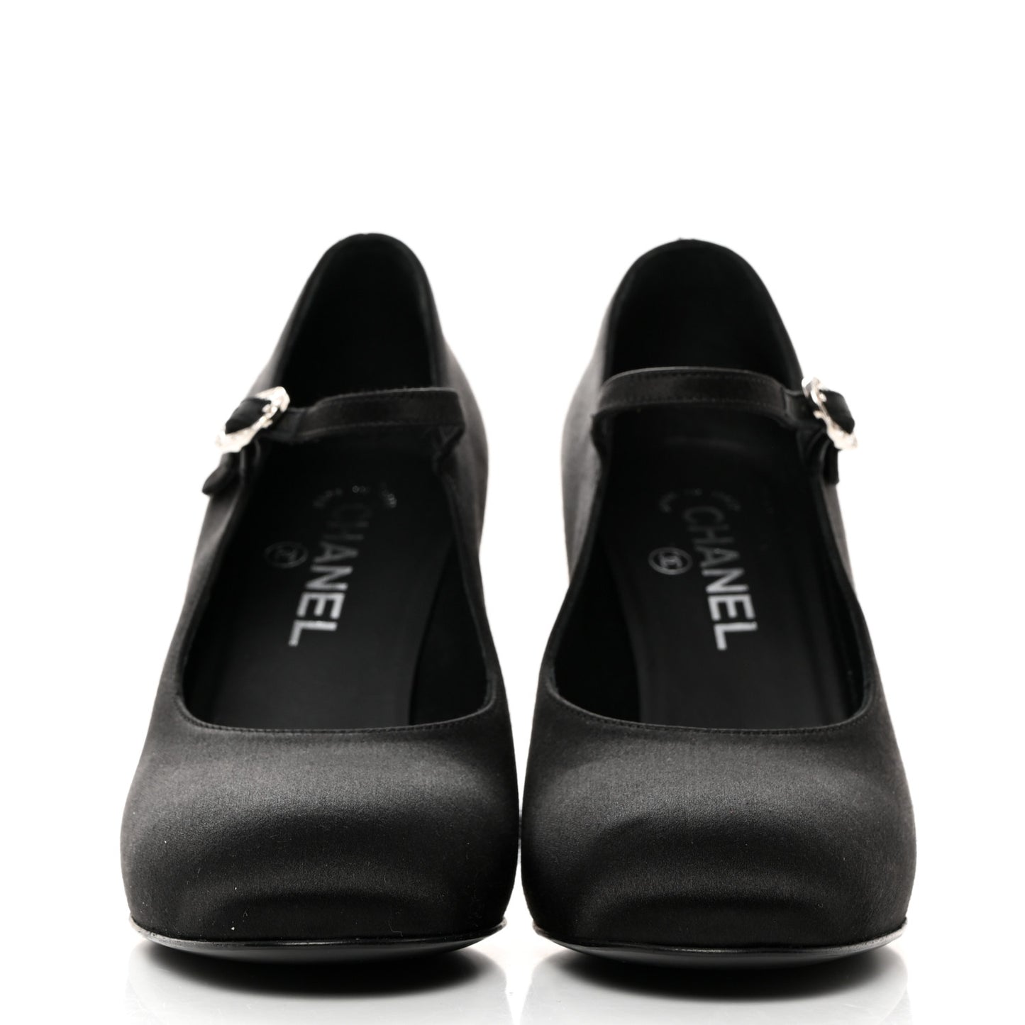 Satin Crystal Mary Jane Pumps 38 Black