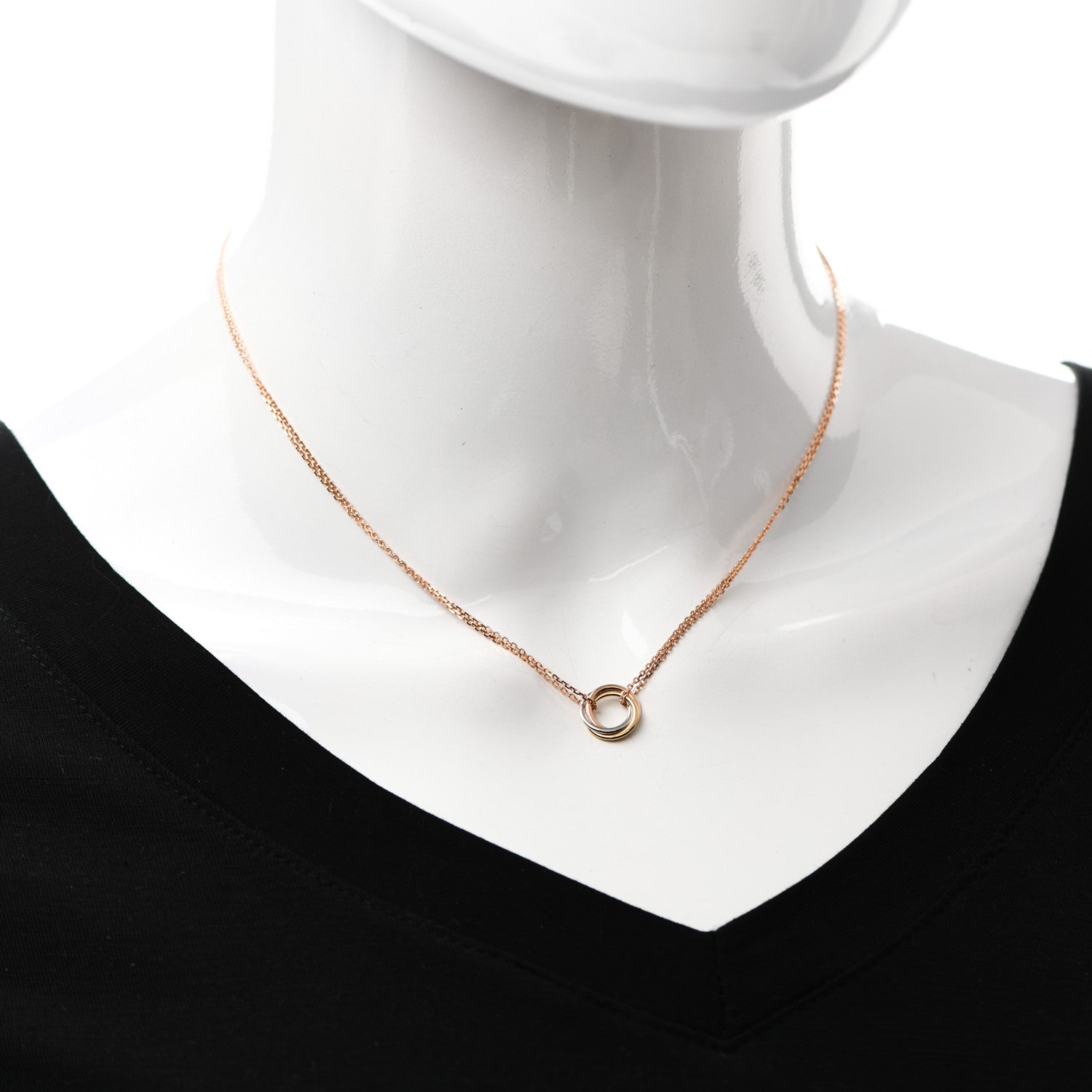 Cartier 18K Pink Yellow White Gold Trinity Double Chain Pendant Necklace 2 of 6