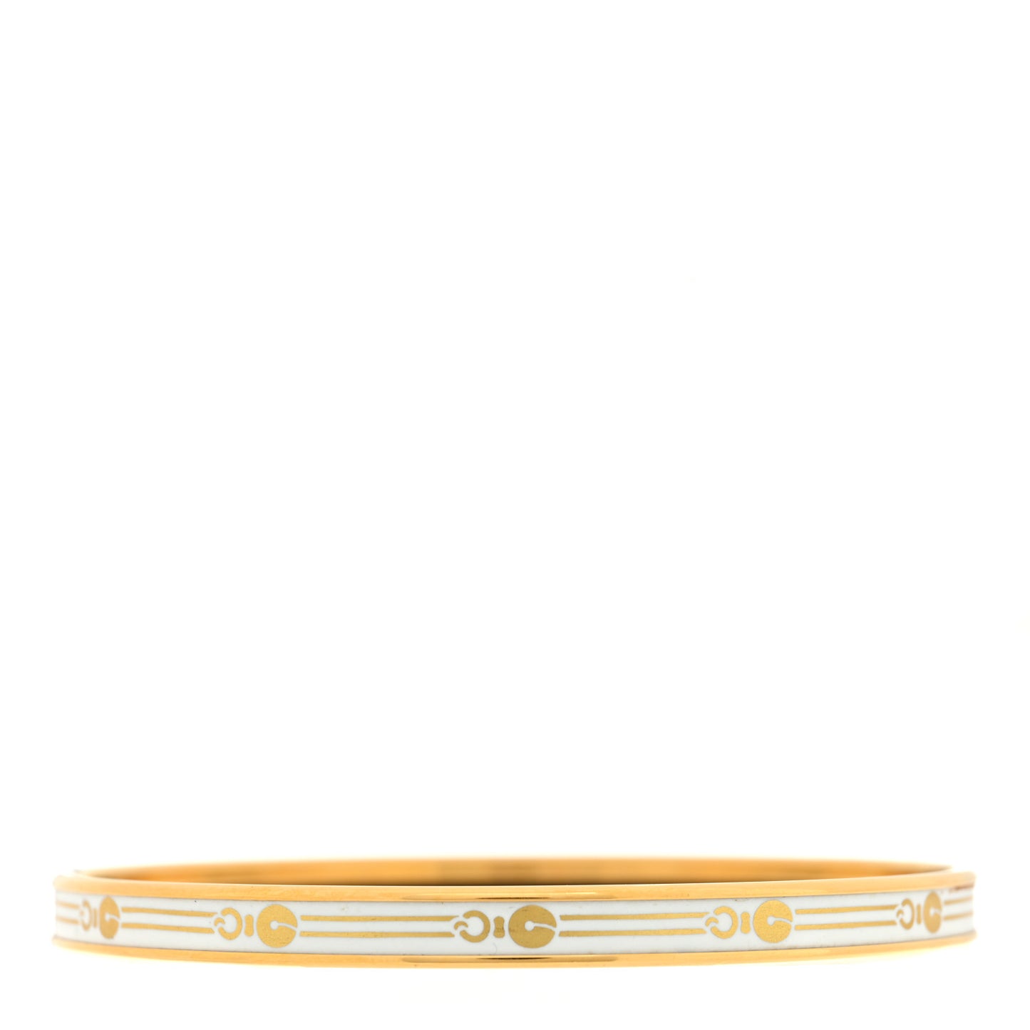 Enamel Printed Fantaisie d'Etriers Extra Narrow Bracelet White