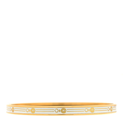 Hermes Enamel Printed Fantaisie d'Etriers Extra Narrow Bracelet White 3 of 4