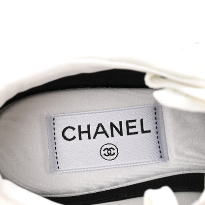 Chanel Shiny Calfskin Suede Quilted CC Logo Sneakers 37 White 8 of 10