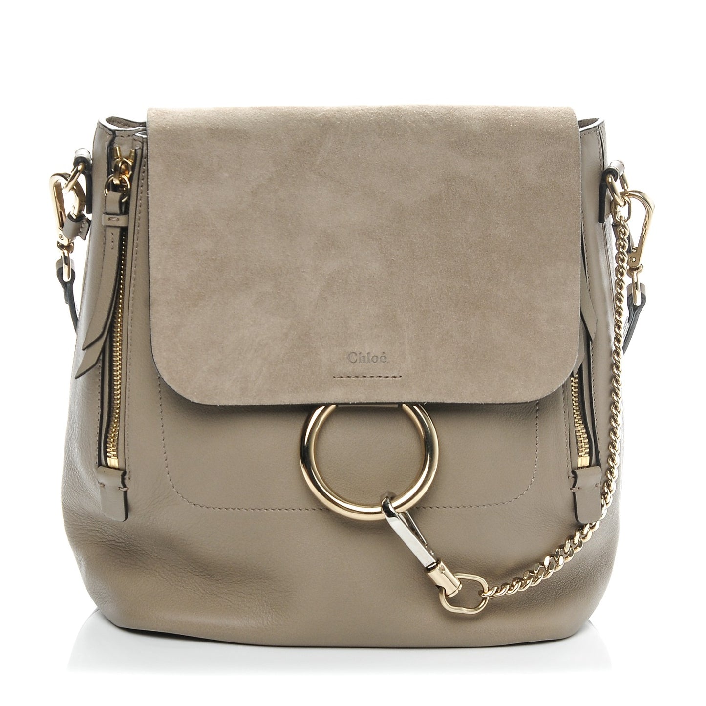 Suede Calfskin Medium Faye Backpack Motty Grey