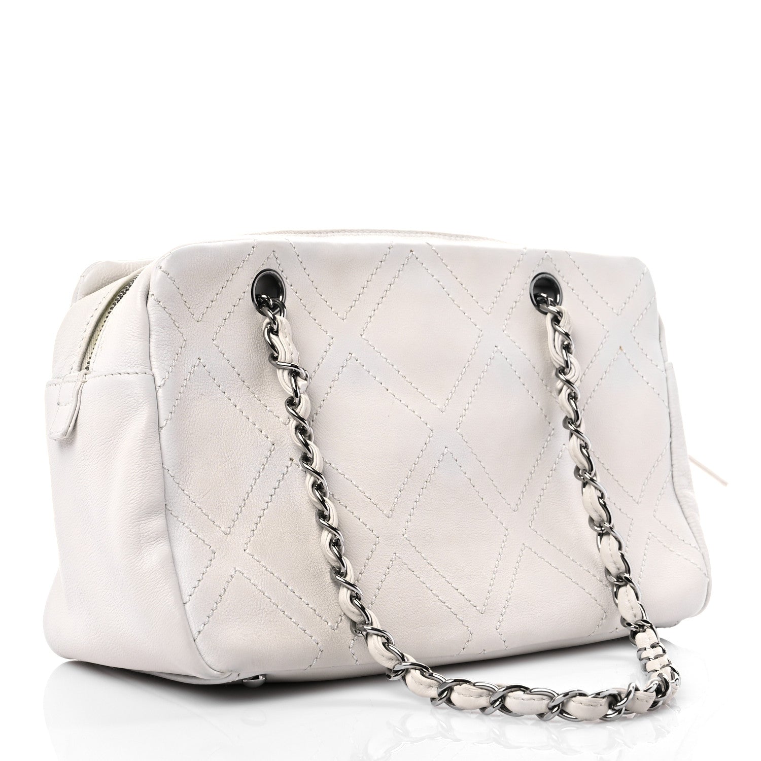 Chanel Calfskin Small Diamond Stitch Tote White 3 of 18