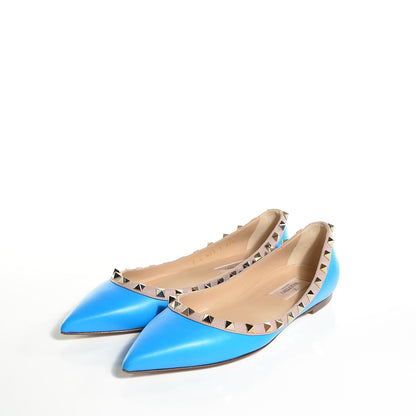 Valentino Garavani Nappa Rockstud Ballerina Flats 37.5 Parrot Poudre 3 of 8